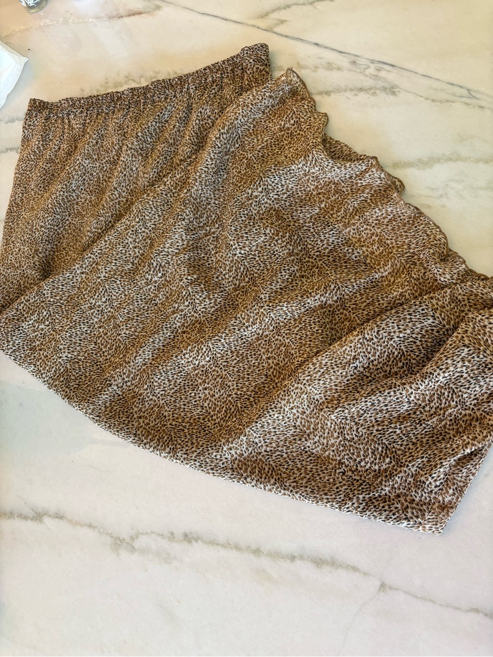 Silks by ISC 100% Silk micro-leopard print maxi ruffle hem Boho Y2K skirt sz L - Picture 3 of 6